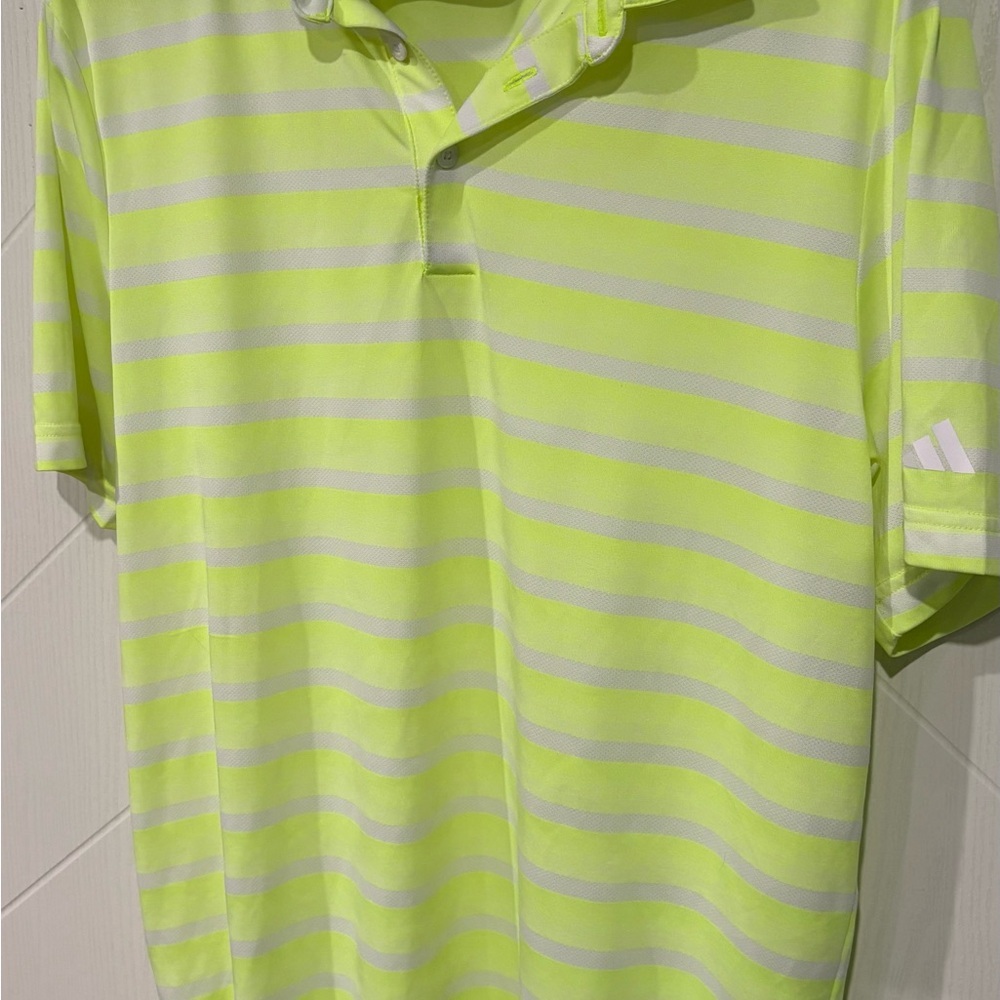 Adidas Men's ‎ Green and gray Striped Polo Golf Vacation Giftable